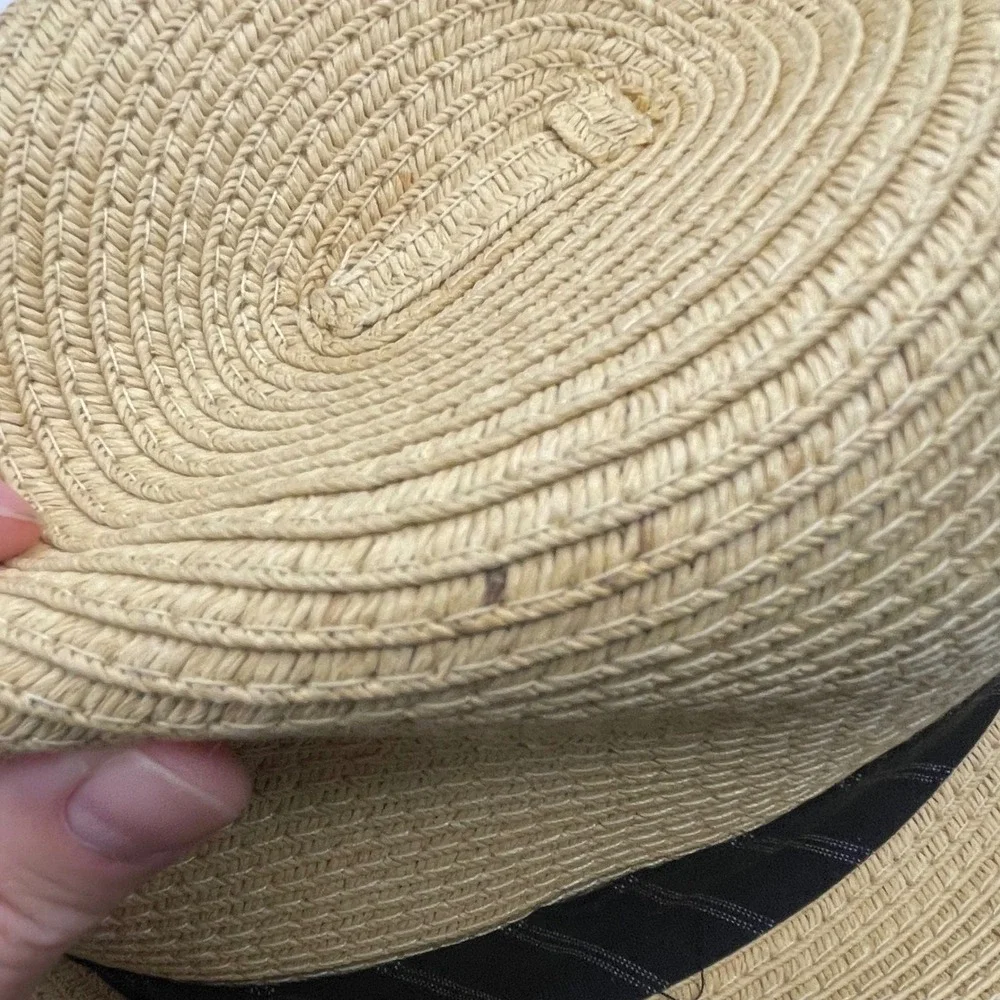 Perry Ellis‎ Portfolio Straw Fedora Hat Mens S/M Black Band Casual